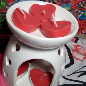 Heart-Shaped Red Candles with White Holder